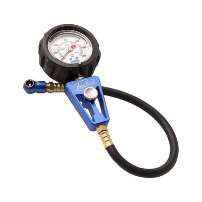 - 0-60 psi & 420 KPA gauge (0-4.14 bar) face, perfect for use with motorcycle tires
- Angled chuck provides easy access to the air valve
- New designed valve provides higher flow rate and features larger, ergonomically shaped bleeder button for precise pressure adjustment and ease of use.
- High quality liquid filled 2.5" (6.4cm) dial gauge
- Accurate to plus/minus 1.5 percent of maximum gauge reading
- Heavy duty anti-shock protective rubber boot on gauge
- Billet aluminum trapezoid body
- Billet aluminum air chuck provides tight, leak free seal to tire valve and is specially designed for reading air pressure
- 15 inch long high pressure hose with dual swivels and Motion Pro designed air chuck