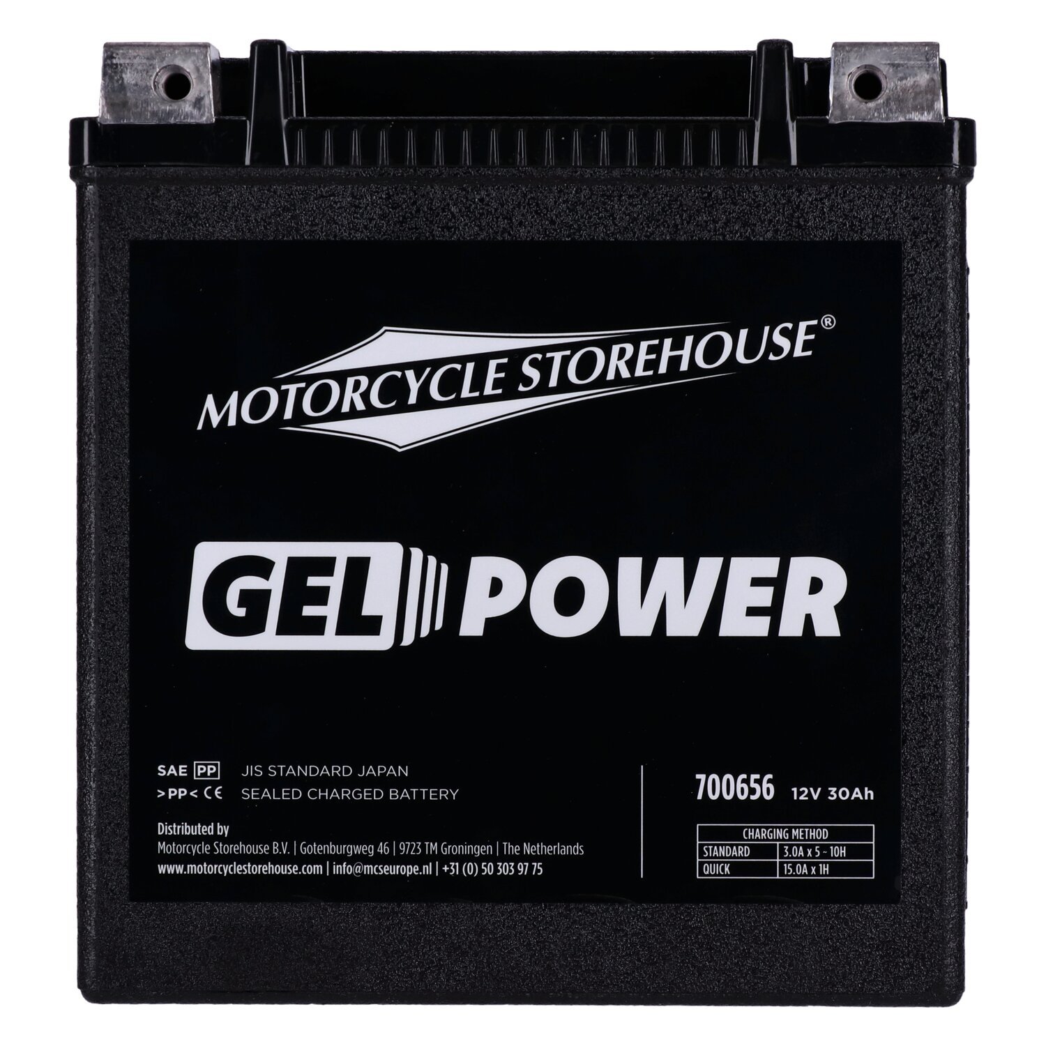 MCS, Nano Series sealed GEL battery. 12V, 30Ah, 416CCA, Black