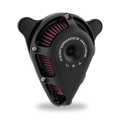 Black Ops, a subtle Gloss Black with Black Wrinkle combination finish. 
With its open machined housing and the free breathing pre-oiled K&N filter element the Jet delivers more air into the engine than you may expect at first glance. The angled housing dimensions make the air cleaner look smaller than it actually is, which really lets the engine pop. Crankcase breathers are built-in for the cleanest and uncluttered look possible. Installs in either horizontal position or vertical... you decide. Includes installation hardware. 
- CNC machined billet aluminum 
- High flow K&N filter element 
- Built-in crankcase breathers 
- Clean, uncluttered look 
- Installs horizontal or vertical 
