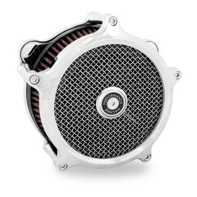 Chrome plated finish. 
The CNC machined billet aluminum Super Gas Interchange has an open filter design allowing maximum airflow the engine through a high quality K&N filter element. Comes with built-in crank breathers, stainless wire mesh screen and chrome hardware.  
- CNC machined billet aluminum construction 
- Open design for maximum flow 
- High air flow for stock and high output engines 
- High Performance pre-oiled K&N filter element 
- Stainless wire mesh
- Decreased assembly length for better knee clearance 
- Built-in crankcase breathers for clean looks 
- Complete with installation hardware 
- Optional pull over rain sock available as 953604 