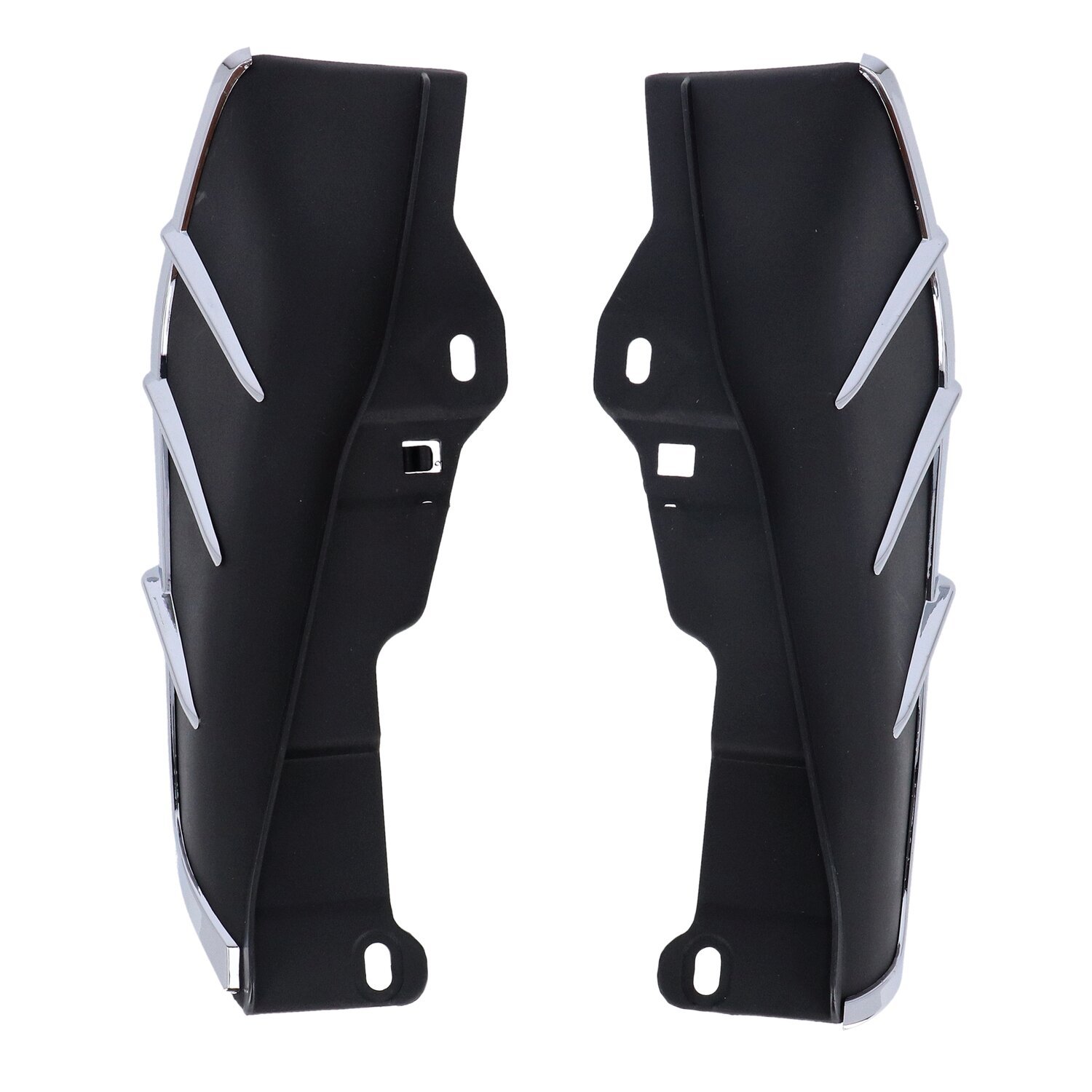 Seat heat deflector set. Black with chrome trim