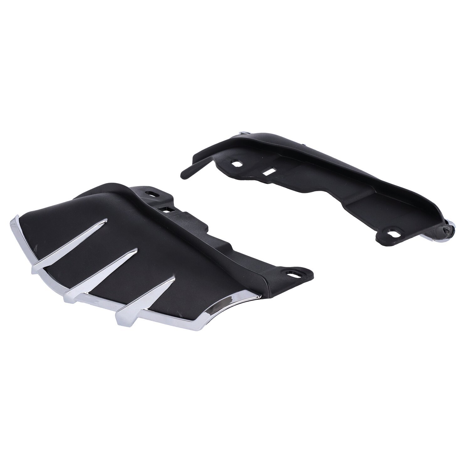 Seat heat deflector set. Black with chrome trim