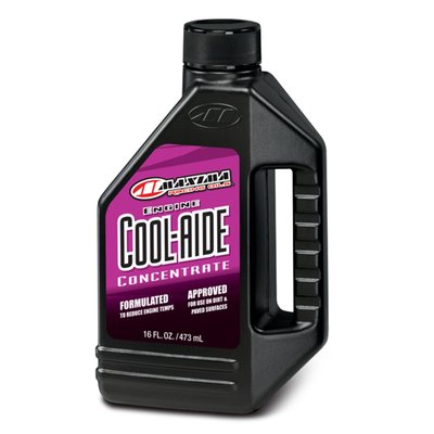 473cc. 
Okay for all liquid cooled engines. Mix 3% concentrate in straight water or anti-freeze/coolant. Cool-Aide system concentrate is designed for race use and does not offer freeze protection. Approved for all paved and dirt surfaces when mixed with water. This pink colored Maxima Engine Cool-Aide is a non-glycol racing engine coolant formulated to prevent corrosion while significantly reducing engine temperatures through greater and more efficient heat transfer. 
- Cool-Aide was designed from the ground up for race use and does not offer freeze protection 
- Meets racing specifications for all dirt and paved surfaces 
- Allows for maximum horsepower by controlling engine temperatures 
- Significantly reduces engine temperatures through greater and more efficient heat transfer
- Boiling point unpressurized 100.6°C, with 15psi (1.034 bar) radiator cap 125.6°C 
- Does not offer freeze protection 
- Protects against rust & corrosion 
- Glycol, nitrate, amine and borax free 
- 100% Biodegradable in unused form. 
Note: Also available in 1892cc can as 'Ready To Use' (70100), which requires no premixing with water. 