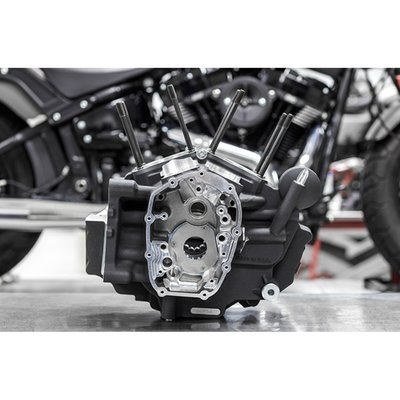The demand for performance-based Softail parts is growing, and like with M8 Touring engines, it seems they are creating more power daily. All that power requires a quality and strength that stock cases just can't provide. That's where the new S&S M8 'B' (balanced) crankcases come in. Designed to allow for larger bores, with a machined oil scraper for less oil on the flywheels. Offered is better reliability, all while fitting in a stock Softail frame.
- Stock deck height
- Fits stock frame
- Stronger than stock
- Machined, close-fitting oil scraper (stock is as cast)
- Large volume sump
- Redesigned to accept larger bores
- Upgrade replacement reference for OEM 24400188.
Note: See 708928 for the S&S Large 4-1/2" bore (4.695" spigot bore) M8 Softail crankcases