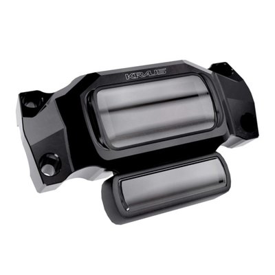 With 1" (25.4mm) riser clamp area. 
Top clamp used to place the instrument gauge right under your eyes. Compatible with the stock M8 Softail digital gauge or KOSO D2 aftermarket gauge in combination with Kraus Topless Isolated Risers 704030 (8"), 704034 (10") or 704033 (12" rise). Will also fit all other Kraus Isolated risers that has the stock top clamp exchanged for this top clamp. 
- For 1" (25.4mm) handlebar clamp area 
- CNC machined billet aluminum 
- Black anodized finish.  
Note: When required a Plug & Play 32" (81cm) long instrument wiring extension is optional available as 984621. 