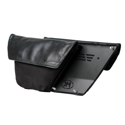 Right side.
The Renegade side panel bag is perfect blend of rugged leather and durable canvas. A slim, combat-inspired bag made for quick access with just one hand, even while on the go.
Built on the sturdy MK design plates, it hugs the bike seamlessly without compromising storage space. The waterproof lining inside and included rain cover ensure your essentials stay dry no matter the conditions.
Crafted with Trip Machine’s signature quality, this bag is built to withstand the road and age beautifully over time.
- Increased comfort on the inner thigh
- Easy access to gear
- heavy duty 14 oz canvas amalgamated with our signature leather
- With rain cover.
Dimensions: 30cm upper width x 14cm lower width x 21cm high x 3cm deep.
Max capacity: 1.8 liter