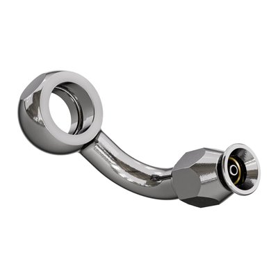 90 degrees banjo fitting in high polished stainless steel for use with 3/8" or M10 bolt