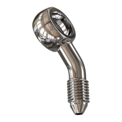 High polished stainless steel Slimline 20 degrees banjo fitting compound left, for use with 3/8" or M10 bolt. 