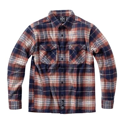 The West Coast Choppers Rigid flannel is made from brushed cotton for that broken-in, soft feel right off the hanger, perfect for everyday wear whether you're on the move or posted up. Designed with a regular fit that gives room to breathe without losing shape. Details matter, and this flannel delivers, featuring a genuine leather badge on the left chest pocket and a woven WCC tag stitched low on the front placket. Rugged enough for the shop, clean enough for the bar, this one does it all.