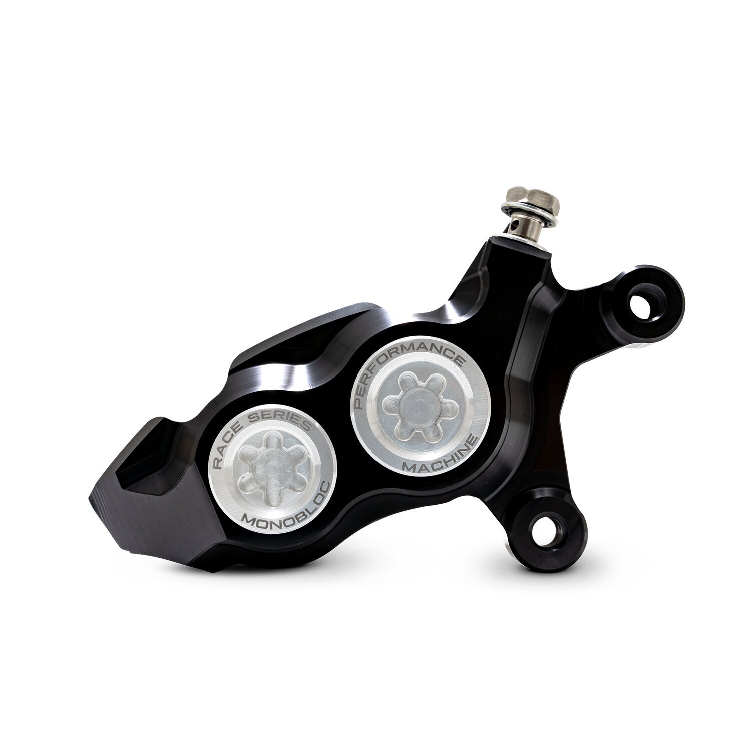 PM, Race Series 4-P Monobloc caliper. Right front, clear, Polished