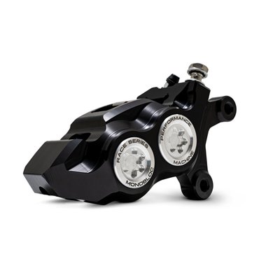 Clear anodized finish.
CNC machined from a single piece of solid billet aluminum. The four differential bore large diameter pistons, combined with the extra rigidity of a monobloc design, provide a staggering 20% increase in stopping power over OEM calipers. Race Series machined billet bore caps with anodized finish and laser engraved Performance Machine logo provide additional style to go with the substantial performance upgrades.
- One-piece monobloc construction provides increased braking performance
- 4-piston differential bore
- 20% better stopping power over OEM calipers
- Compatible with ABS and Non-ABS brake systems
- Works with OEM or aftermarket master cylinders
- Anodized finish for all weather protection
- With 'Performance Machine' engraved bore caps
- Designed for 11.8"/300mm rotors
- Bolt-on to the fork like stock.
Note: See 701527 for matching left side caliper