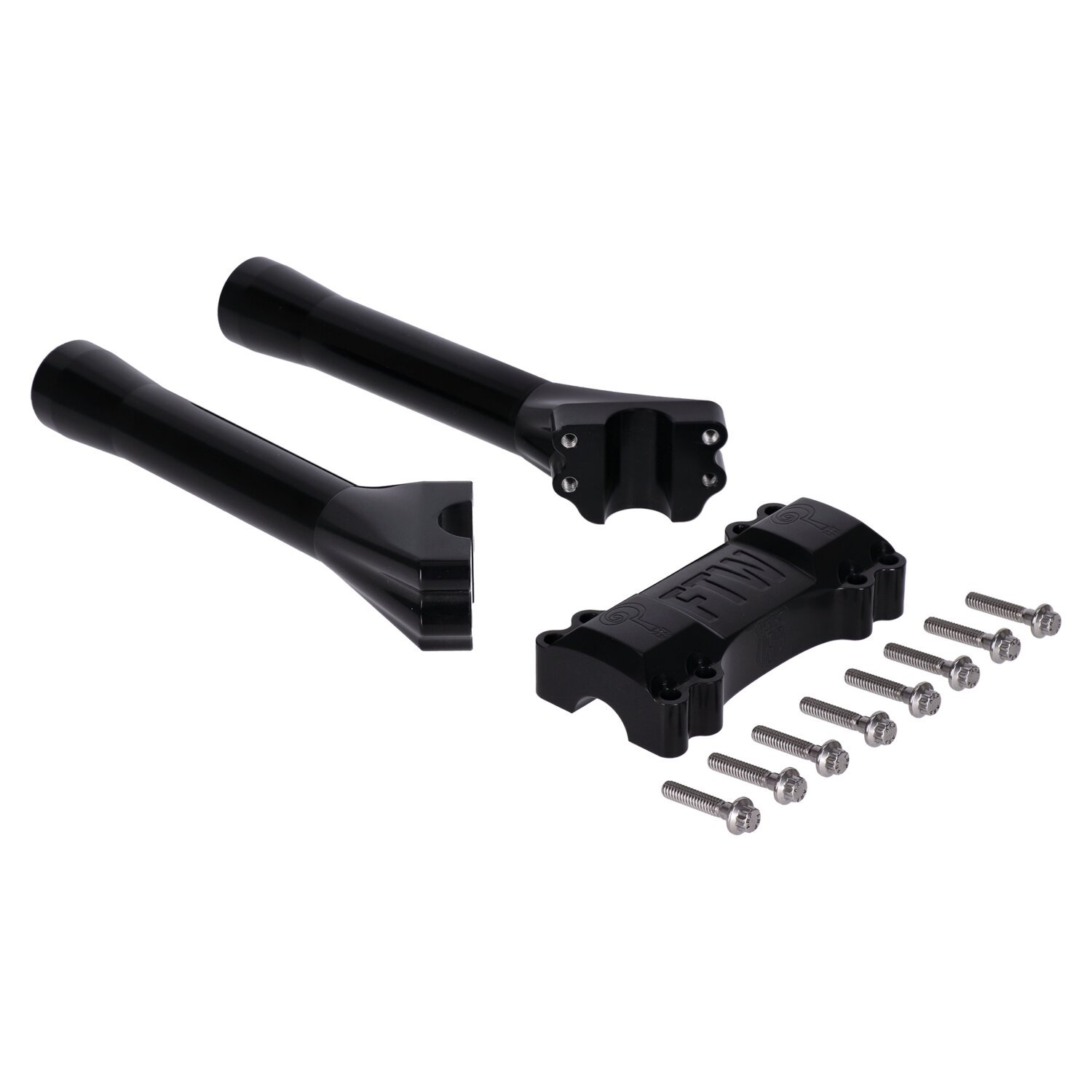 Indian Larry, BK Brawler 8" Risers - Universal Top Clamp, Black, Anodized