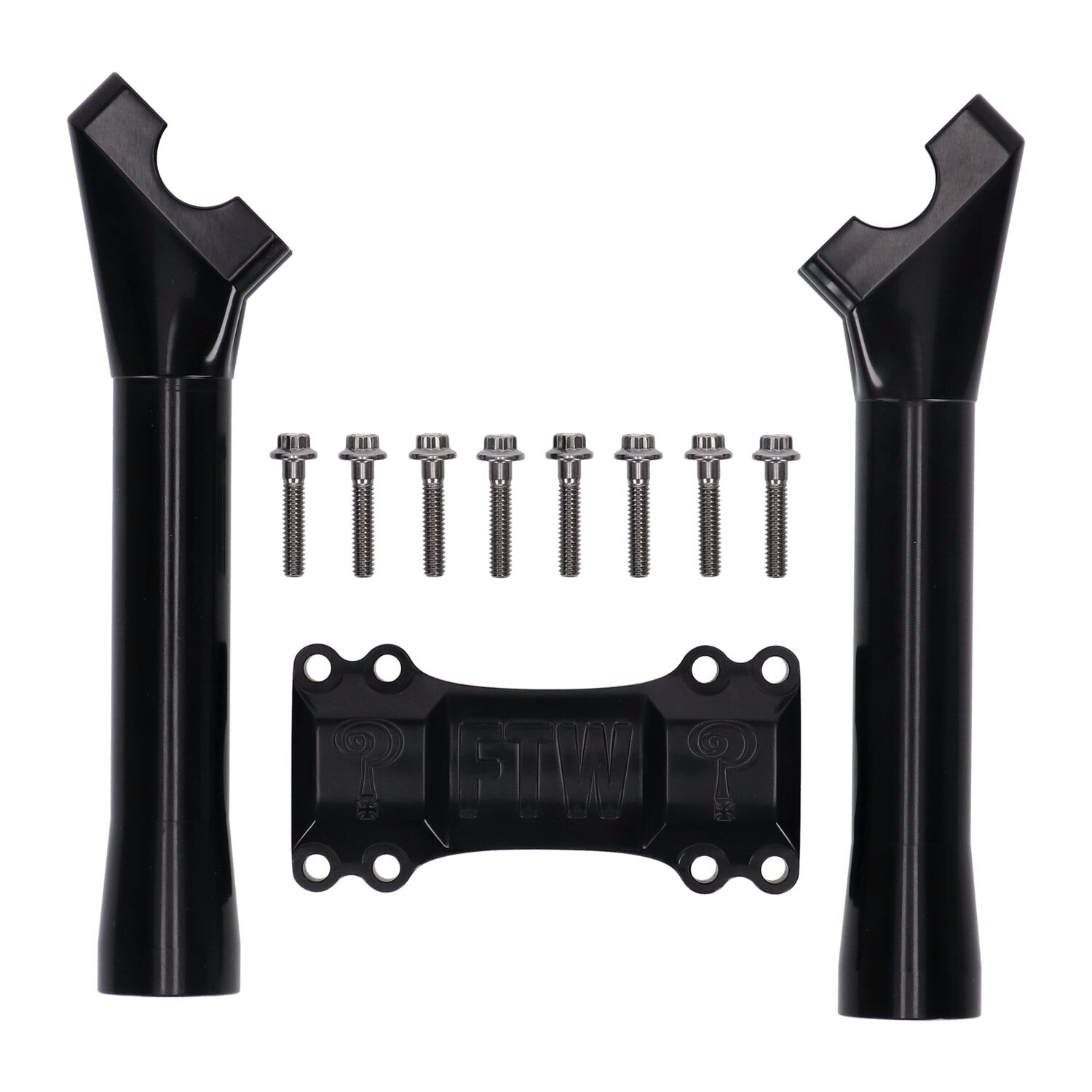 Indian Larry, BK Brawler 8" Risers - Universal Top Clamp, Black, Anodized