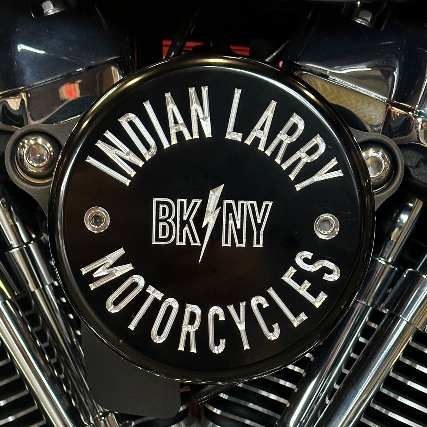 Indian Larry, BK/NY air cleaner cover, Black, Gloss