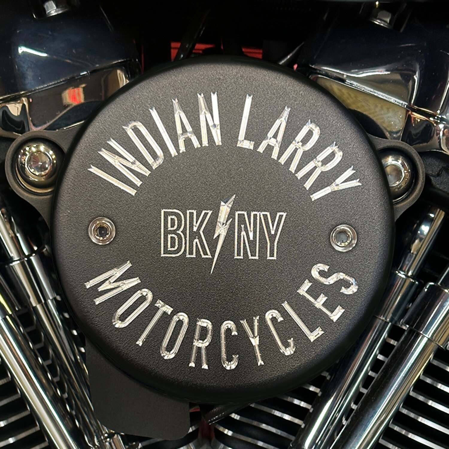 Indian Larry, BK/NY air cleaner cover, Black, Matte