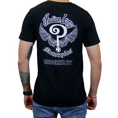 Indian Larry was a born and raised New Yorker who discovered his passion for mechanics at a very early age. Clean, classic, and built with attitude, the John's Tee brings signature Indian Larry style in bold black with crisp white logo hits on the front and back. Made from 100% pre-shrunk cotton and crafted in the USA, it’s the go-to tee for those who live fast and ride louder.
