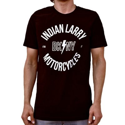 Indian Larry was a born and raised New Yorker who discovered his passion for mechanics at a very early age. He drew inspiration from motorcycle clubs of the ‘50s and ‘60s. So, rep your roots with the BK/NY t-shirt from Indian Larry. A bold black t-shirt stamped with the unmistakable BK/NY logo in crisp white, front and back. Made from 100% pre-shrunk cotton and proudly crafted in the USA, this t-shirt is a tribute to Brooklyn grit and chopper legend style.