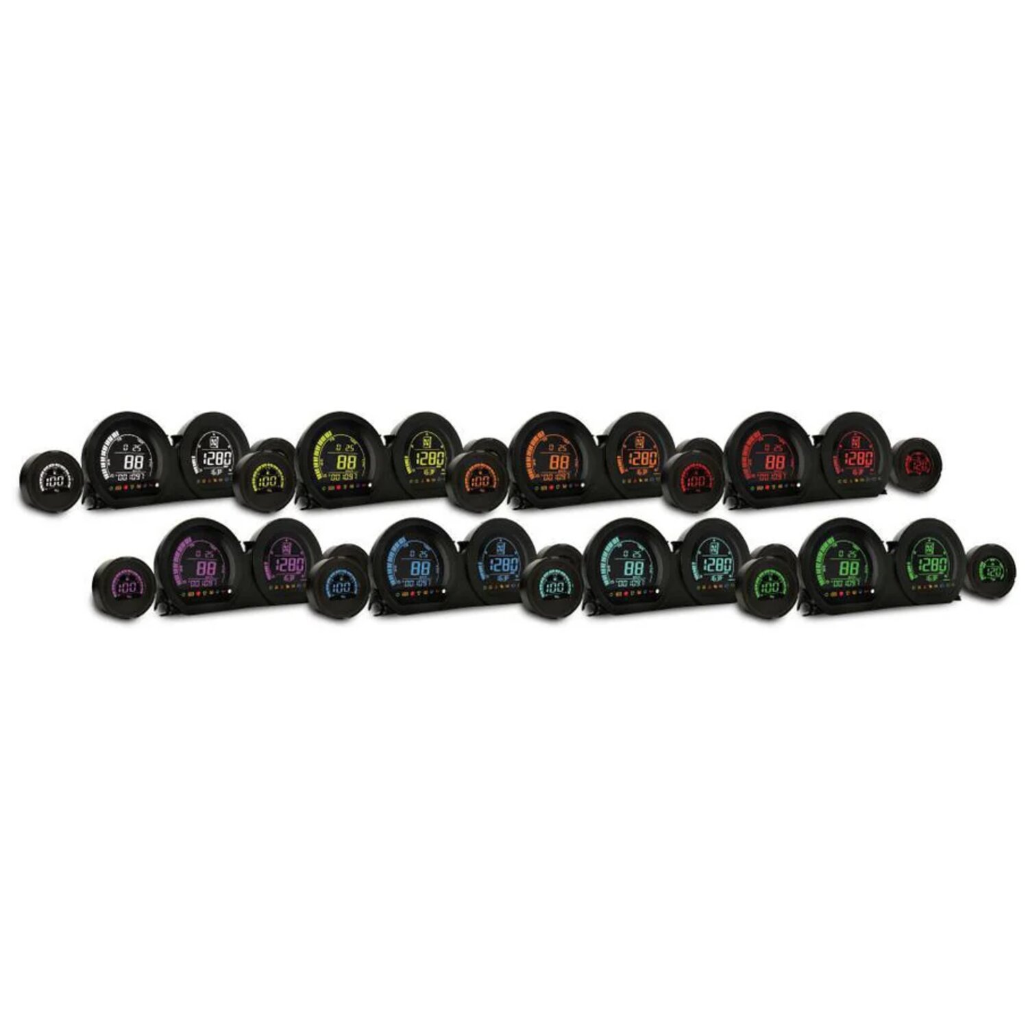 KOSO, HD-03 8-color 4-piece gauge kit, Black