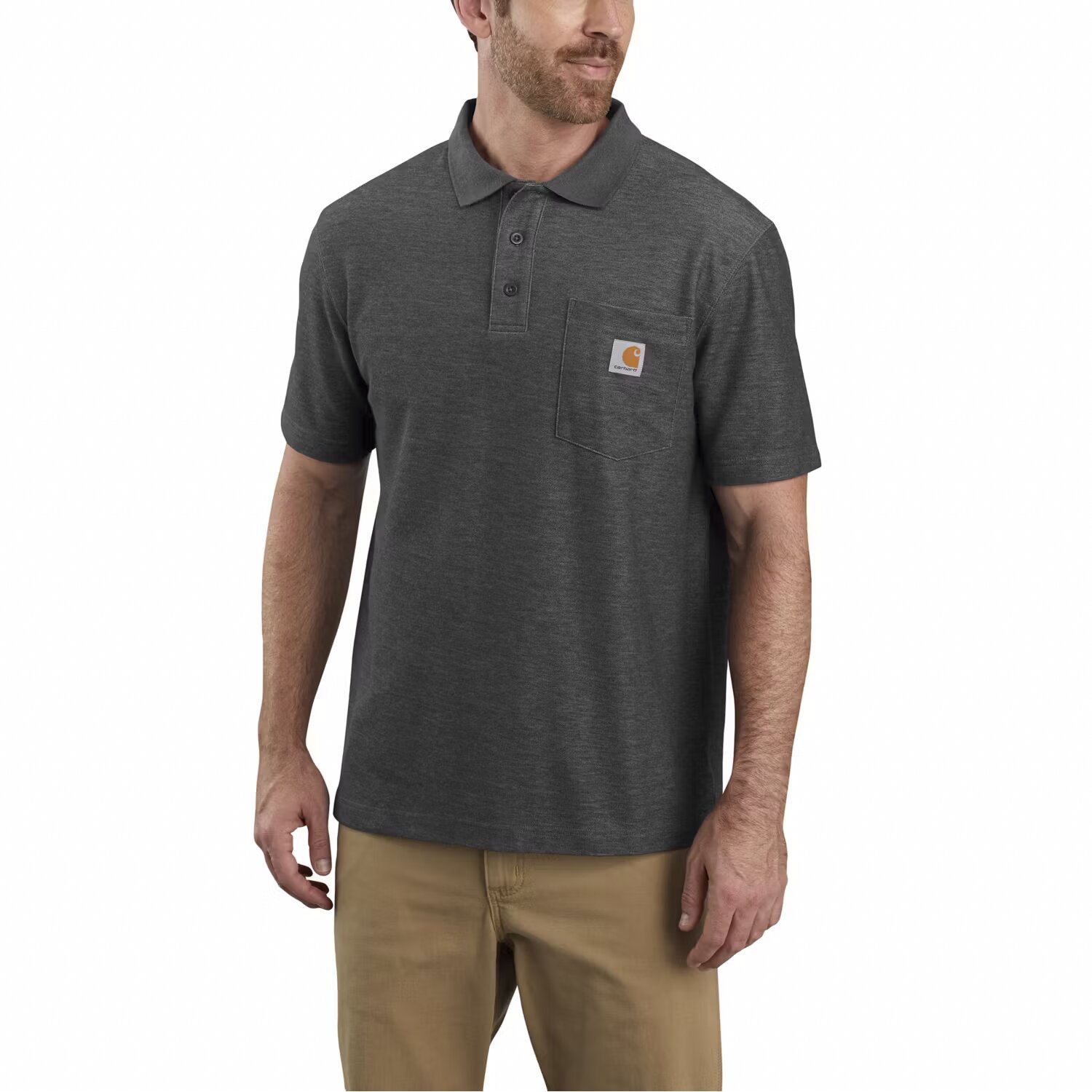 Carhartt Midweight S/S Pocket Polo, carbon heather