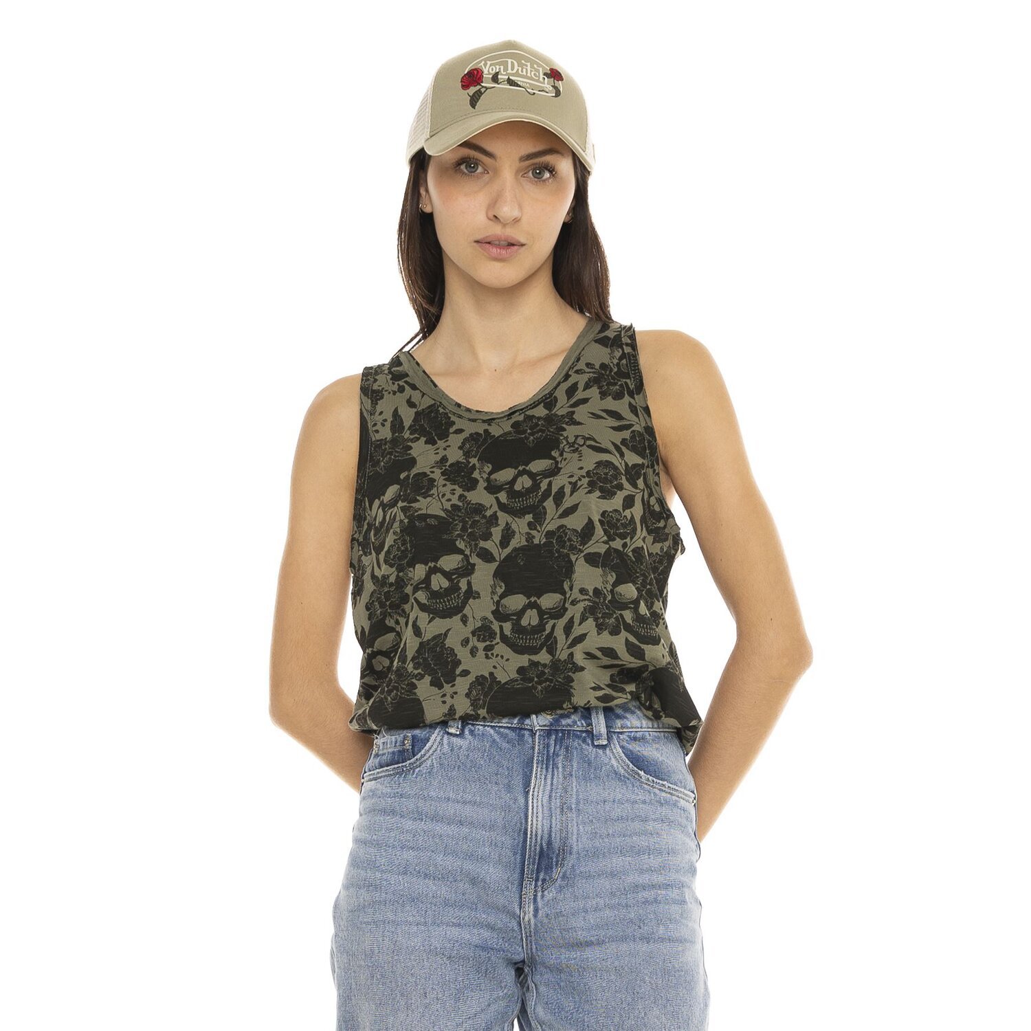Von Dutch AOP Skull female top