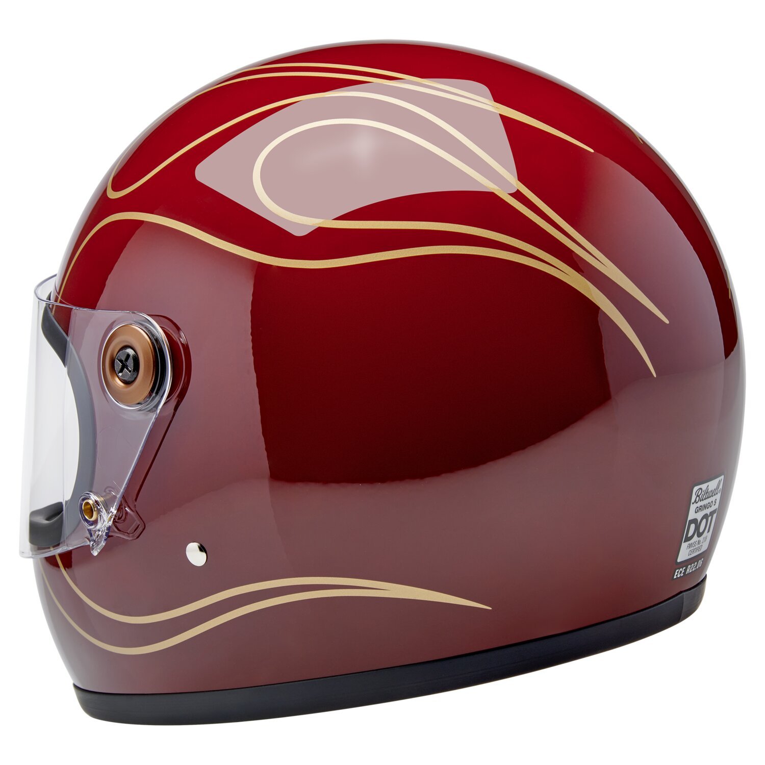 Biltwell Gringo S helmet Garnet Red Flames, XL, Gloss