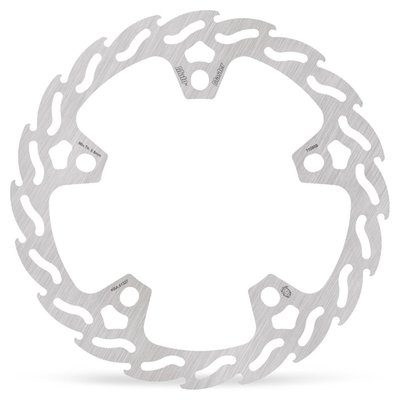 320mm (12.6") OD. Open center, 170mm. 5 x 15mm x 15.7mm elongated mounting holes. Mount hole to hole distance 117mm. Fits OEM cast wheels. 
Mount style 'L'. 
All Moto-Master brake rotors are manufactured from premium stainless steel, offering superb braking ability and are highly corrosion resistant. CNC machined, laser cut and precision double grinded within the tightest tolerance to eliminate any brake rotor vibration. All Moto-Master brake discs are made in Europe and approved. 
- Stainless 
- Thickness: 6 mm 
- Rigid disc 
- Pitch 202mm 
- 170mm ID
- Comes with approval 
- OEM replacement reference 41500184. 
Note: Check your local MCS dealer or the MCS sales department for exact type of approval and validity on bike model and years on the test report.