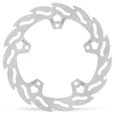 260mm (10.2") OD. Open center. 5 x 8.7mm (5/16") bored mounting holes. Mount hole to mount hole distance 89.3mm. Fits OEM cast wheel. 
Mount style 'M'. 
All Moto-Master brake rotors are manufactured from premium stainless steel, offering superb braking ability and are highly corrosion resistant. CNC machined, laser cut and precision double grinded within the tightest tolerance to eliminate any brake rotor vibration. All Moto-Master brake discs are made in Europe and approved. 
- Stainless 
- Outer diameters 260.0 mm
- Inner diameter 135.0 mm
- Thickness 5.0 mm
- Number of holes 5
- Hole diameter 8.7 mm
- Pitch 152.0 mm
- Turning direction right side mount
- Speedometer prepared No
- Comes with approval 
- OEM replacement reference 41500185
Note: Check your local MCS dealer or the MCS sales department for exact type of approval and validity on bike model and years on the test report.