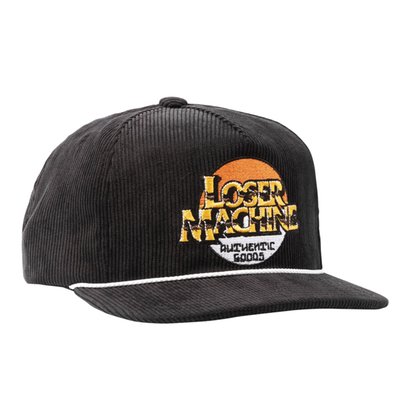 Top off your look with the Loser Machine Sunset Cap, a laid-back 5-panel snapback crafted from soft corduroy. Featuring an embroidered logo, braided visor rope, and signature LMC branding, it’s the perfect blend of retro charm and effortless cool.