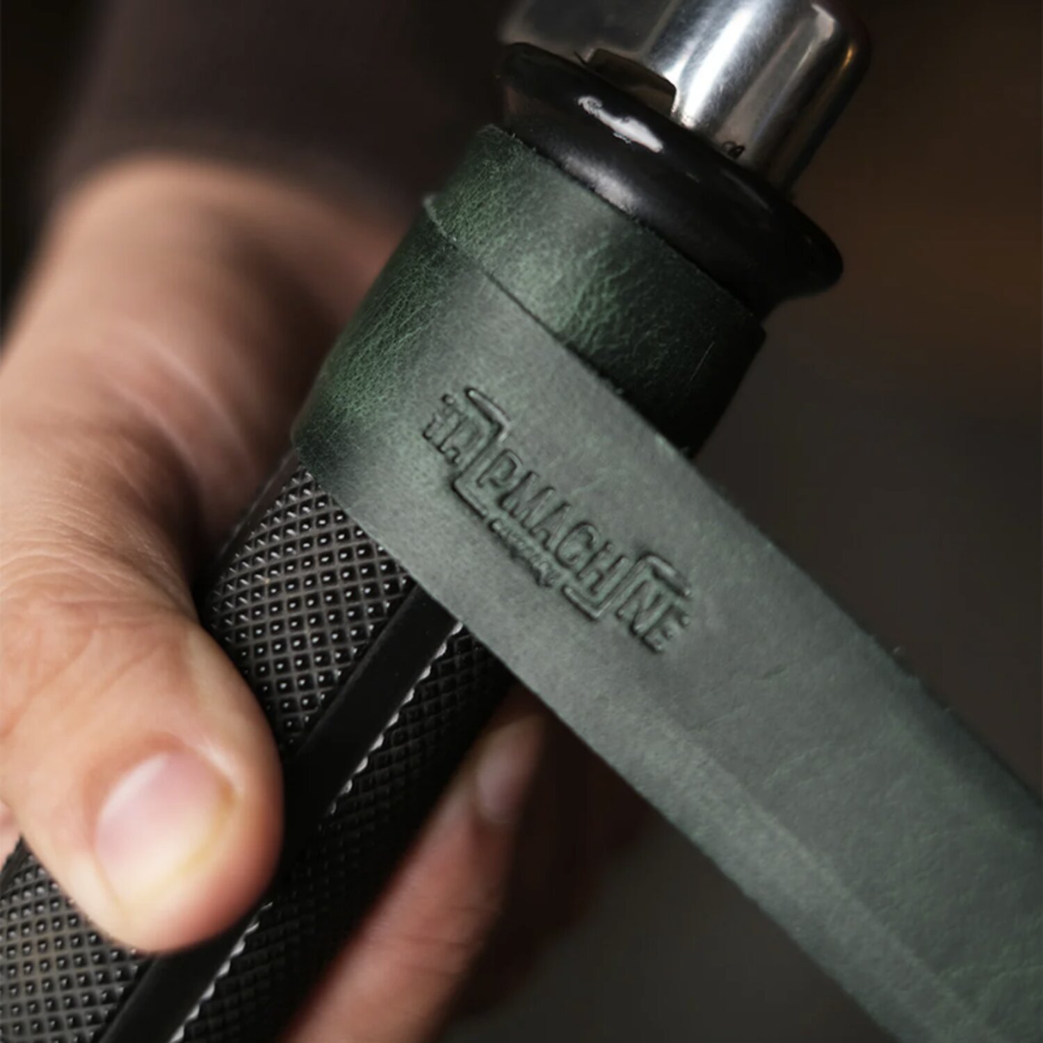 Trip Machine, leather handlebar grip wraps. Forest