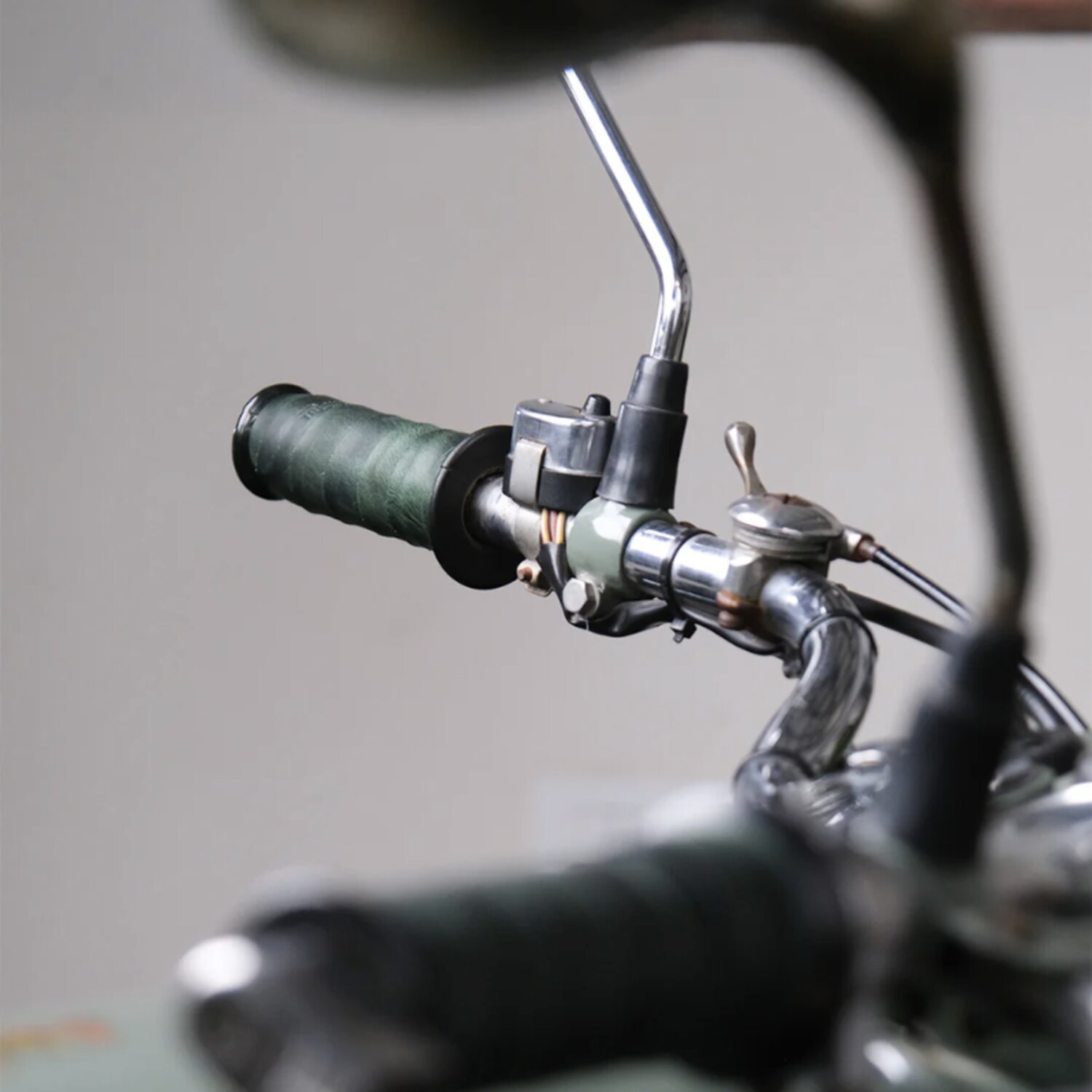 Trip Machine, leather handlebar grip wraps. Forest