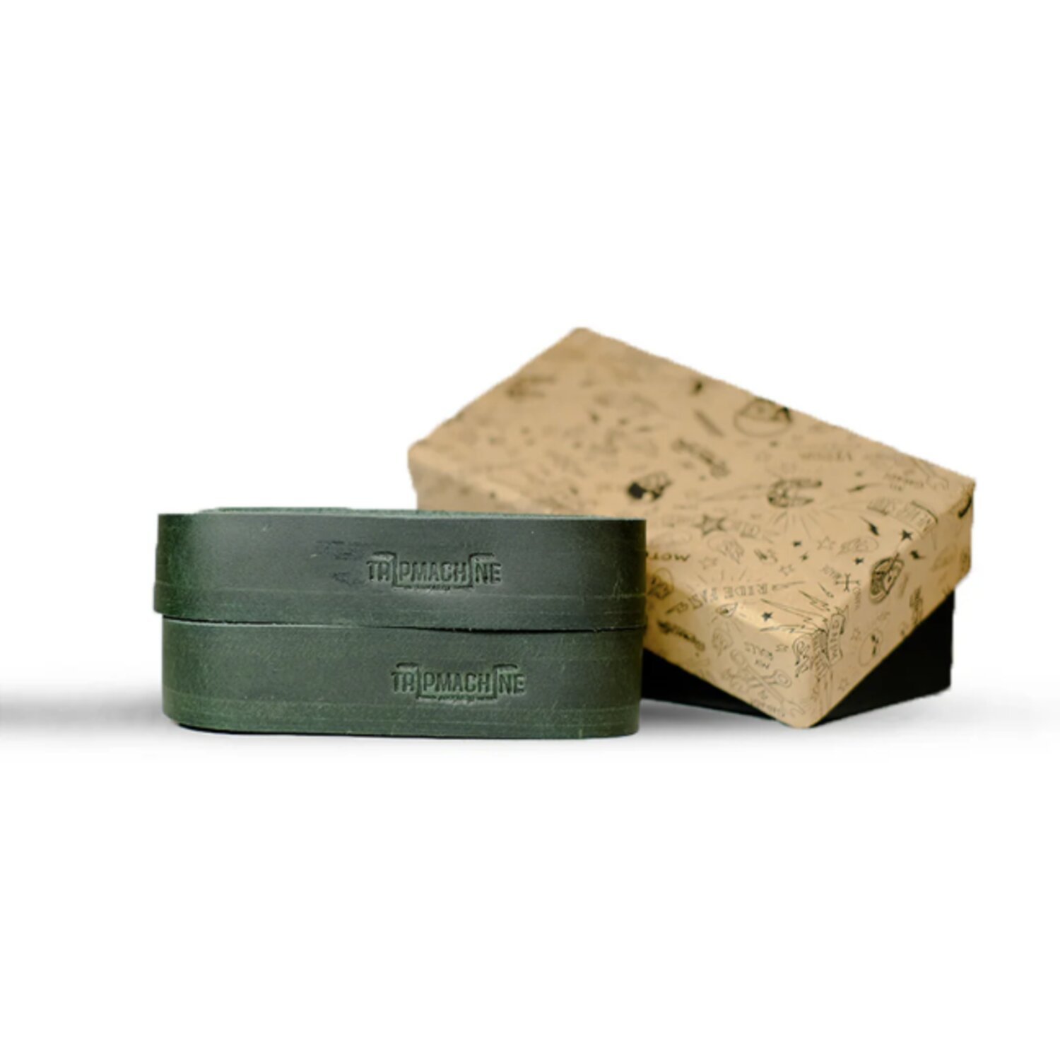 Trip Machine, leather handlebar grip wraps. Forest