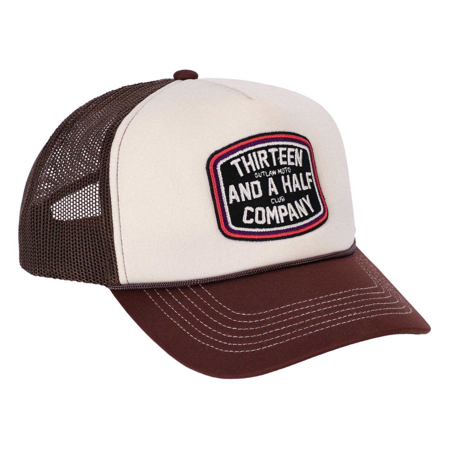 13 1/2 Outlaw Club trucker cap brown, Cream