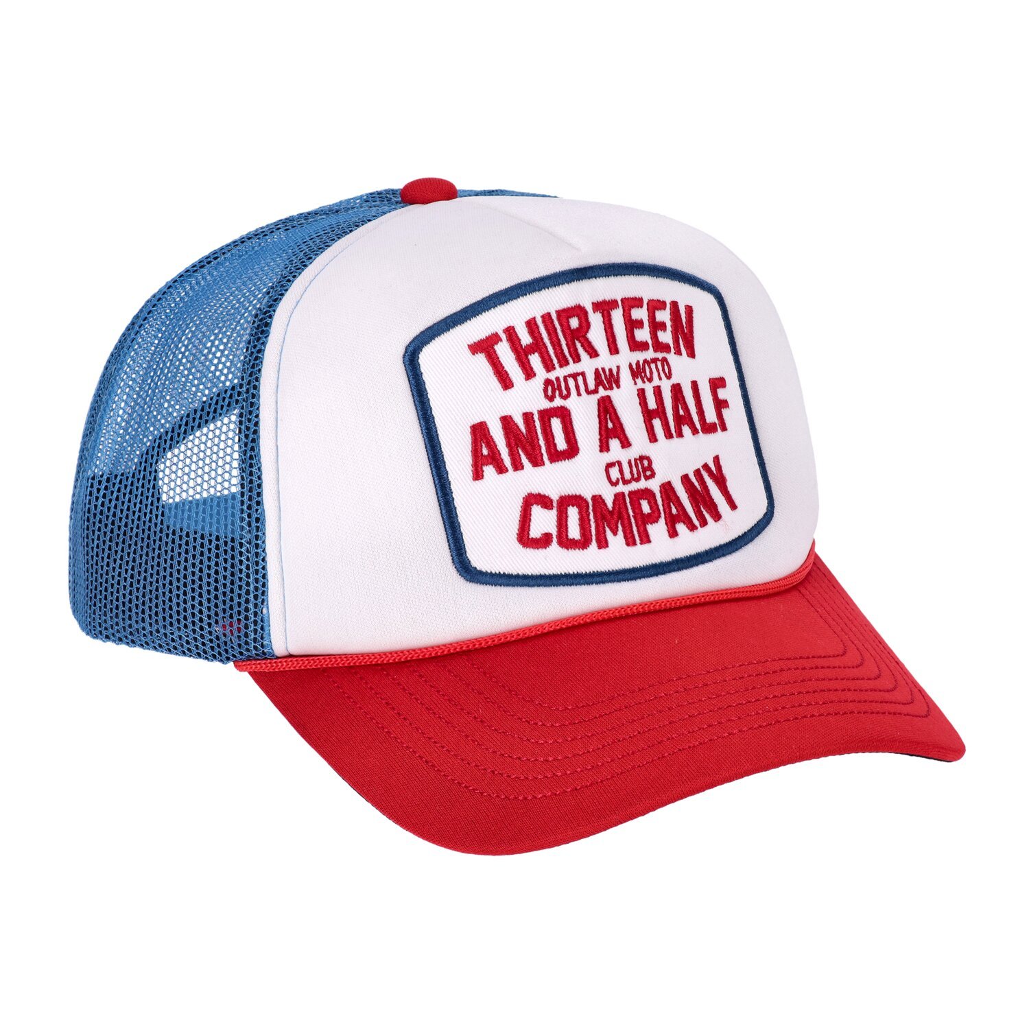 13 1/2 Outlaw Club trucker cap blue/red, White