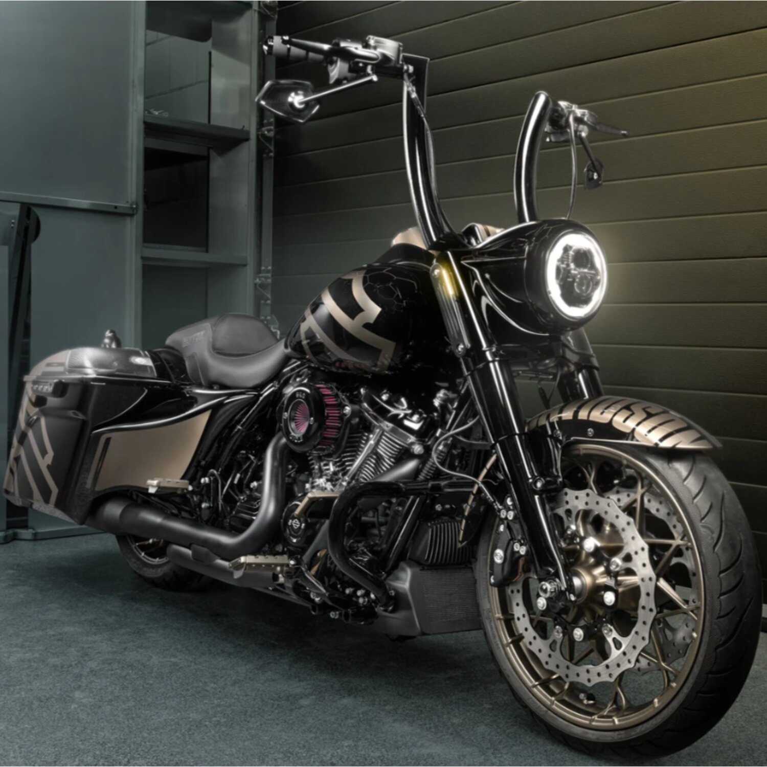Killer Custom, 2" Killer Bull fat bar. 12" rise, Black, Powder Coated