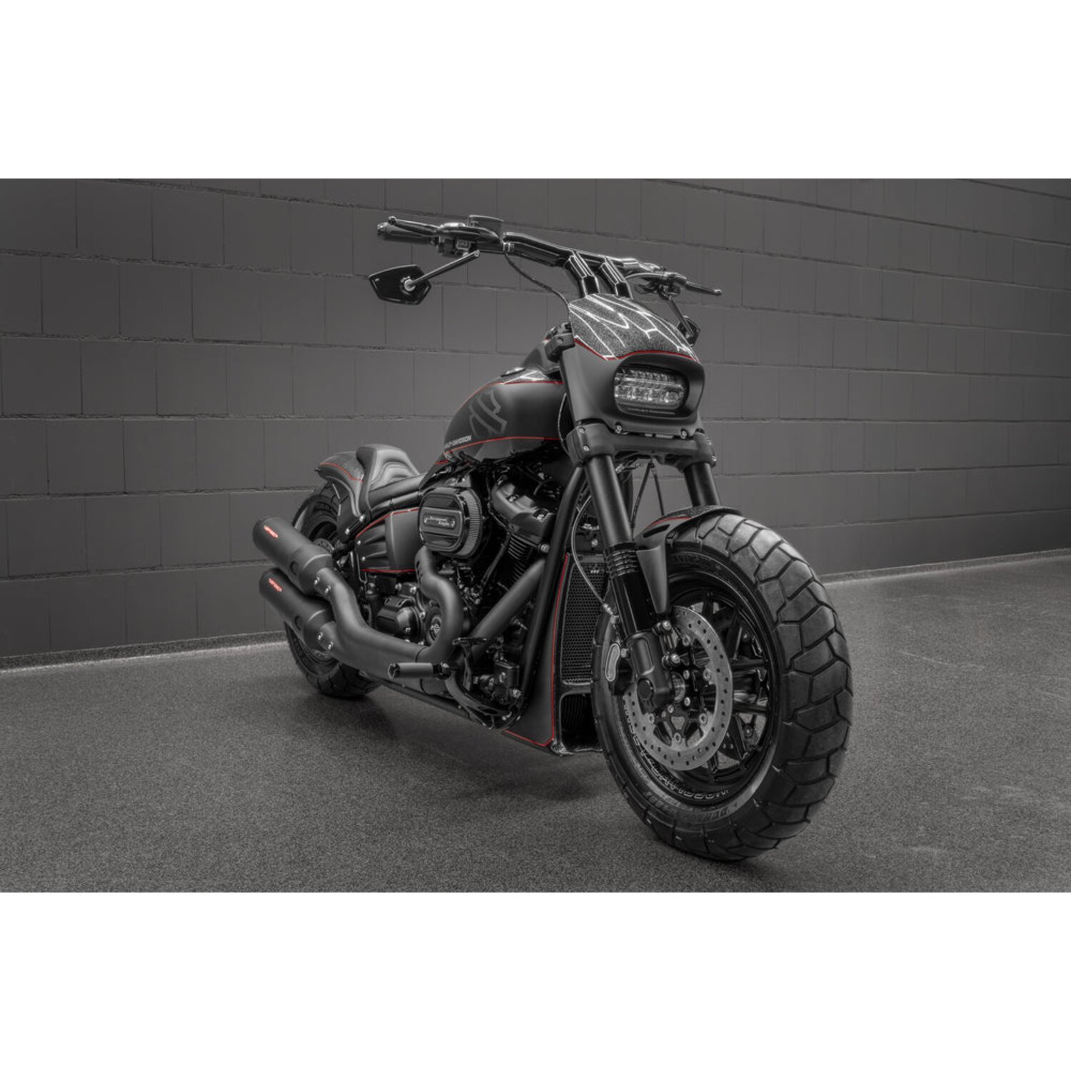 Killer Custom, 'Back Saver' Raked T-Bar Mega handlebar 6", Black, Powder Coated