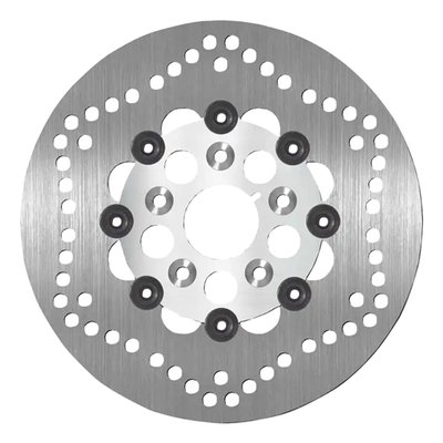 10" / 254mm O.D., 50.8mm I.D. 8.5mm (5/16") counterbored mounting holes with 3.25" bolt circle / mount hole to hole distance 48.6mm. 5mm thick. Mount style 'G'. OEM replacement reference 41813-79. 

SBS brake discs fit standard H-D 5-bolt hubs. Model year applications and OEM H-D part numbers are given for reference only and may feature a custom styling. Check mounting style details for use in custom applications. 
All SBS brake discs are made of a high quality stainless steel, alloyed with a high carbon content, to offer excellent brake performance and reliable stopping power in any condition. All brake discs are EU manufactured by craftsmen using high-end grinding machines for a perfectly flat disc that will work without noise or vibrations. 
- High quality stainless steel with high carbon content 
- Installs like stock 
- Perfect brake performance & stopping power under all conditions 
- Long life 
- High comfort level – no noise, no vibrations 
- High temperature resistance 
- Anti-corrosion treatment 
- Perfect suitable for all SBS brake pad compounds 
- Heat-treated stainless steel center hubs  