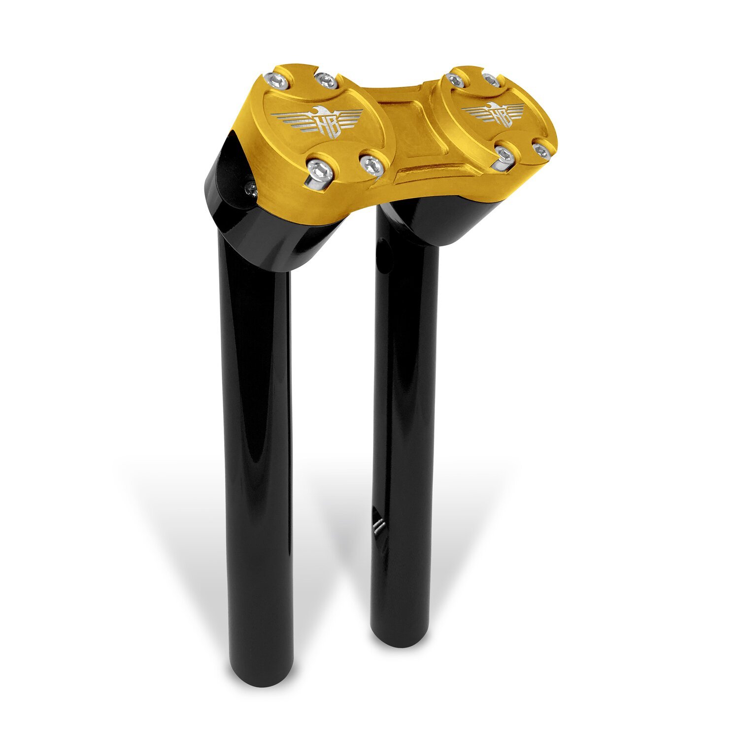HeinzBikes, Clubstyle pullback risers 6, Black, gold, Anodized