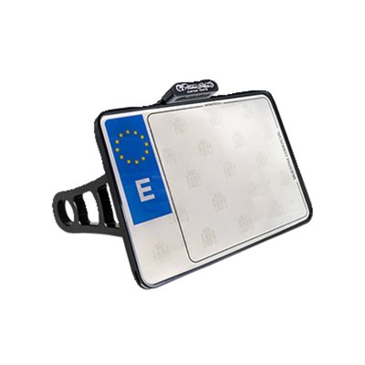 Spain. 220mm wide x 160mm high. CNC precision machined aluminum construction. With EC approved LED license plate illumination. The HeinzBikes SLIPP-INN 'Screwless' license plate mounting technology allows you to just simply slide the license plate into the holder, without requiring bolts or glue to keep it in place. Sold as kit, complete with all required installation hardware to get the install-job done. 
Note: With approval. Check your local MCS dealer or the MCS sales department for exact type of approval and validity on bike model and years on the test report. 
- Integrated LED license plate light in a slim aluminum housing 
- Slip-Inn license plate mount 
- Strong mount arm with ANTI-TWIST locking mechanism
- Guaranteed anti-twist protection on the swingarm 
- Invisible cable routing on the inside 
- Mounts with 3 different width options 
- Complete with installation hardware 
- CNC machined aluminum