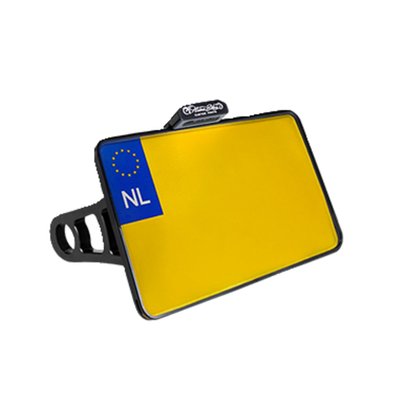 Netherlands. 210mm wide x 140mm high. CNC precision machined aluminum construction. With EC approved LED license plate illumination. The HeinzBikes SLIPP-INN 'Screwless' license plate mounting technology allows you to just simply slide the license plate into the holder, without requiring bolts or glue to keep it in place. Sold as kit, complete with all required installation hardware to get the install-job done. 
Note: With approval. Check your local MCS dealer or the MCS sales department for exact type of approval and validity on bike model and years on the test report. 
- Integrated LED license plate light in a slim aluminum housing 
- Slip-Inn license plate mount 
- Strong mount arm with ANTI-TWIST locking mechanism
- Guaranteed anti-twist protection on the swingarm 
- Invisible cable routing on the inside 
- Mounts with 3 different width options 
- Complete with installation hardware 
- CNC machined aluminum