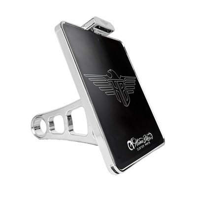 Germany. Plus 220mm wide x 200mm high.
CNC precision machined aluminum construction. With EC approved LED license plate illumination. The HeinzBikes SLIPP-INN 'Screwless' license plate mounting technology allows you to just simply slide the license plate into the holder, without requiring bolts or glue to keep it in place. Sold as kit, complete with all required installation hardware to get the install-job done.
Note: With approval. Check your local MCS dealer or the MCS sales department for exact type of approval and validity on bike model and years on the test report.
- Integrated LED license plate light in a slim aluminum housing
- Slip-Inn license plate mount
- Strong mount arm with ANTI-TWIST locking mechanism
- Guaranteed anti-twist protection on the swingarm
- Invisible cable routing on the inside
- Mounts with 3 different width options
- Complete with installation hardware
- CNC machined aluminum