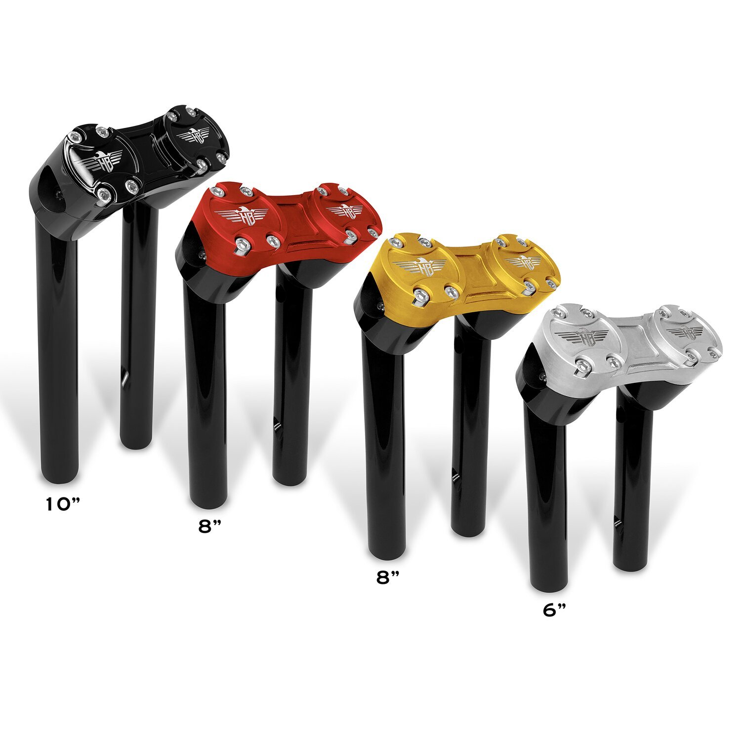HeinzBikes, Clubstyle pullback risers 6, Black, red, Anodized