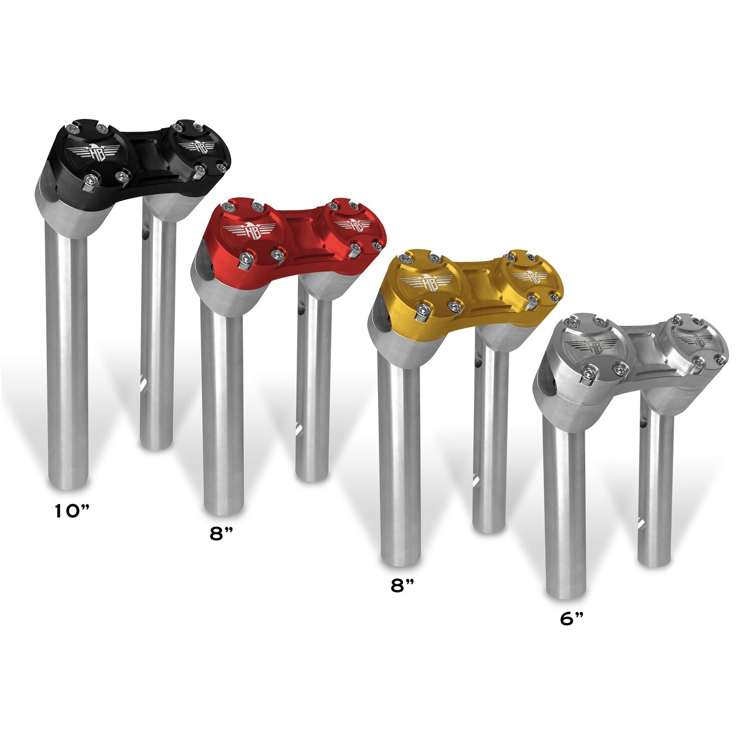 HeinzBikes, Clubstyle pullback risers 6, Silver, Anodized