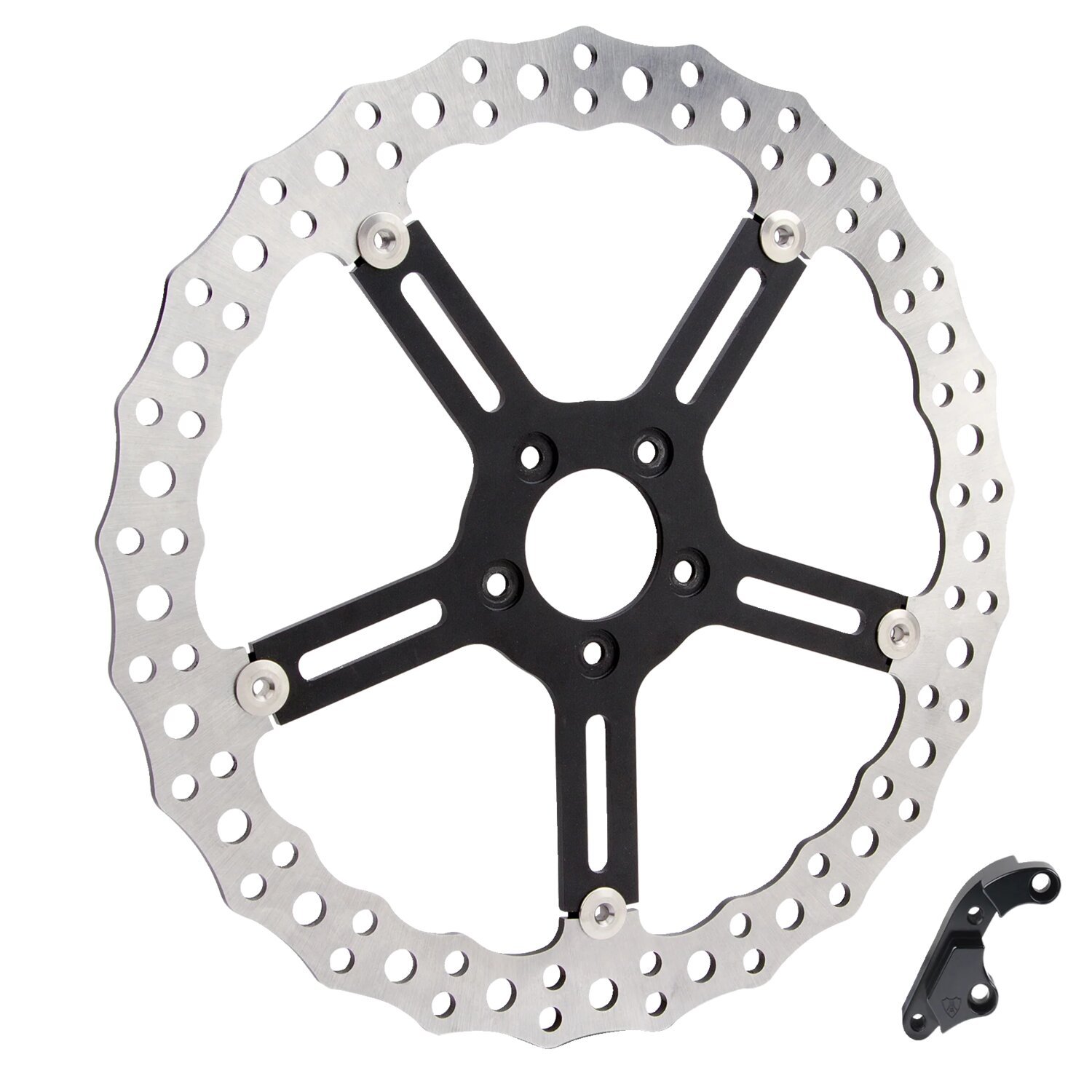 Arlen Ness, 15" Jagged front Big Brake rotor kit. Left side