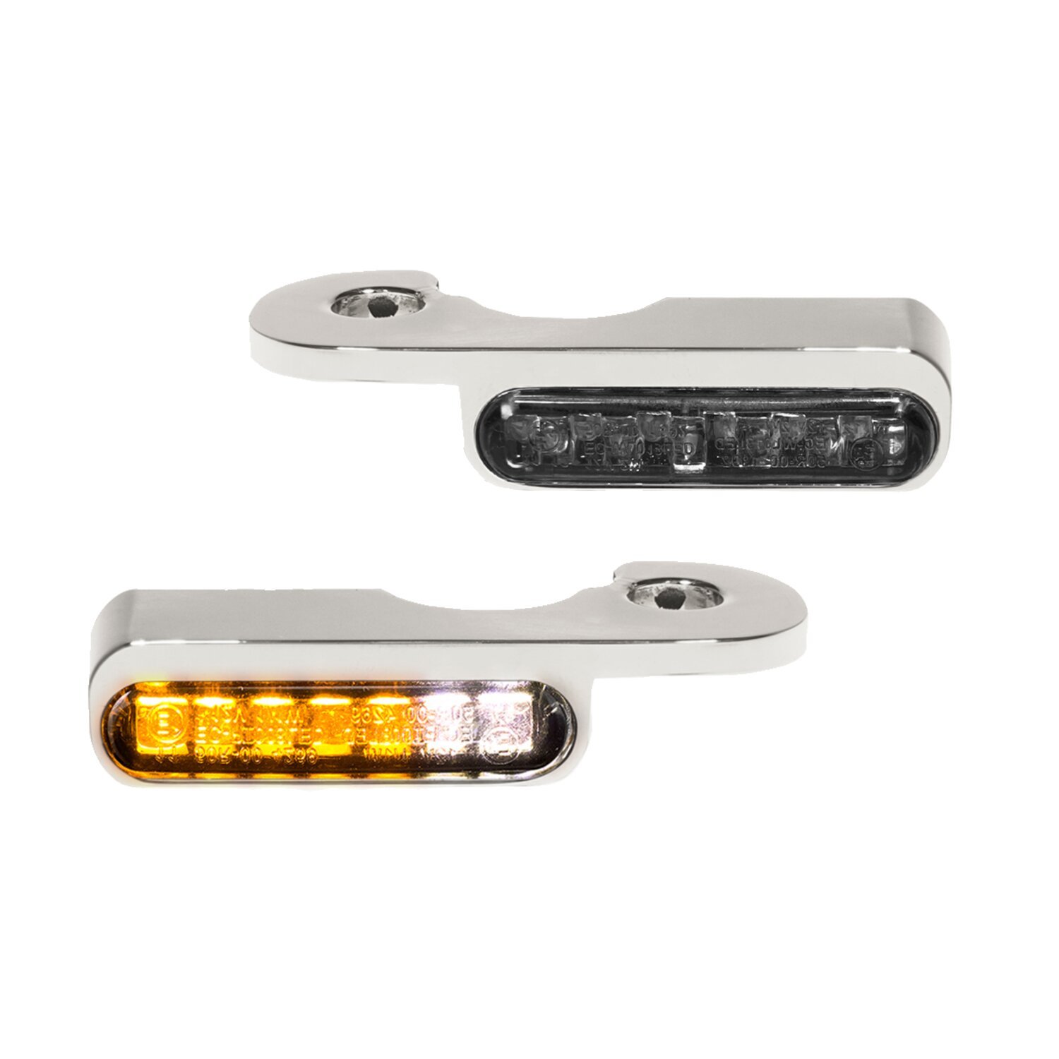 HeinzBikes, 'Stripes' below bar turn signals. Chrome with PL