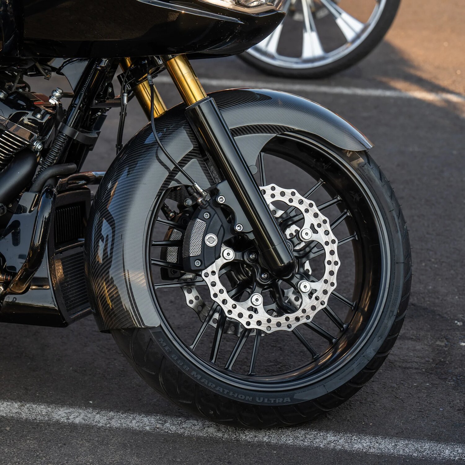 Arlen Ness, carbon fiber Rapper front fender. Fat 21, Unpainted, Gloss
