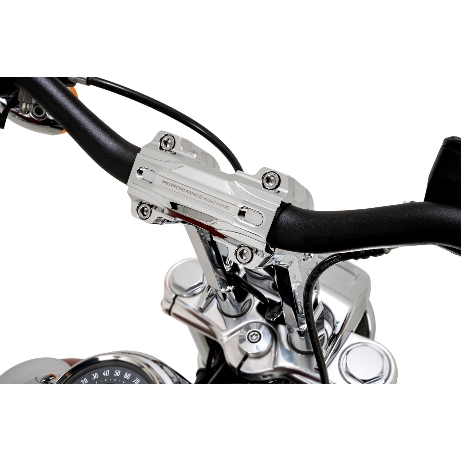 PM, 1-1/4" Phatbar & 12" riser kit, Silver, Chrome
