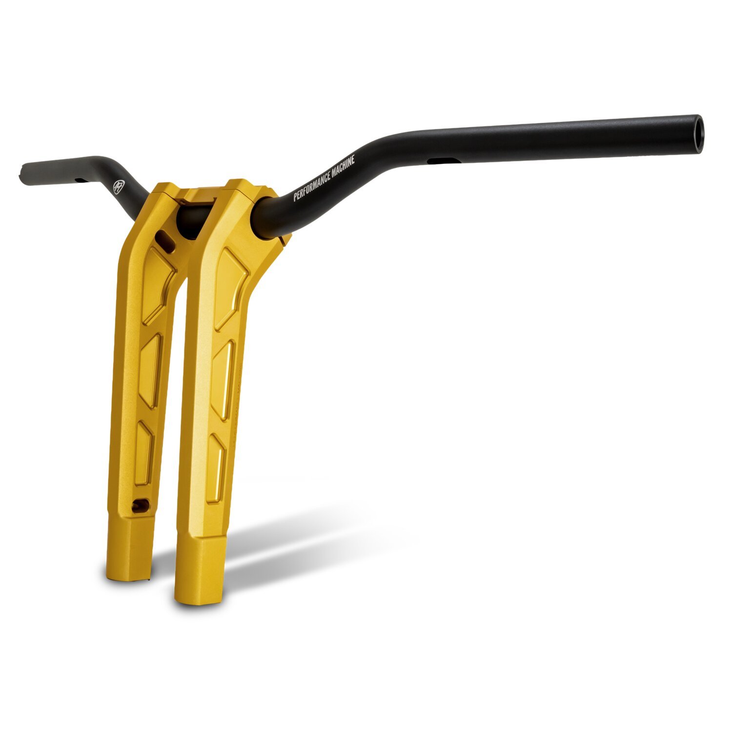 PM, 1-1/4" Phatbar & 14.5" riser kit. Gold Ops, Anodized