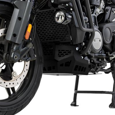 3mm thick black powder coated aluminum crankcase insurance. This skid plate the one to have to protect the engine crankcase against rocks and others when off roading. Mounts to the stock mounting points and with bolt-on installation ease. 
- Perfect fit 
- No modifications required 
- Stylish look 
- Easy bolt-on installation 
- Includes mounting hardware 
- Compatible with the stock center stand 