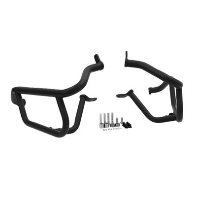 Black powder coated steel engine guard. Offers tip-over protection for your Pan America. Mounts to the stock mounting points and comes with with bolt-on installation ease. 
- Protection 
- Perfect fit 
- Requires no modifications 
- Stylish look 
- Easy bolt-on installation 
- Includes mounting hardware 
- Compatible with Zieger's 709057 LED spot lamps and 706966 spot lamp mount bracket set