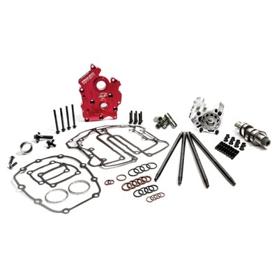 FEULING M8 OIL COOLED camchest kits include all necessary components from top to bottom of the camchest conveniently packaged under 1 part #.  These combination kits not only ensure each individual part is designed to work and function together but to do so in total harmony. These camchest kits take the guess work out of the ordering process and guarantees the engine builder maximum reliability, peak performance and the coolest engine and oil temperatures obtainable.

• Quieter and smoother engine operation
• Increase oil pressure, scavenge volume and engine oil flow
• 27% more pressure and scavenge gear volume over stock
• 42% more scavenge volume with port sizing, matched passages and holes to the engine case
• 46% more oil volume to the crankshaft and connecting rod bearing
• 15-25 degree cooler engine temperatures
• 15-30 degree cooler oil temperatures 
• 10-30 more PSI of oil pressure
• Reduces wet sumping, blow by and oily air cleaners
• Magnets in oil pump to help protect gears and pressure relief valve
• Test results show 2 HP gain and 2 ft/lbs of TQ gain to the rear wheel on Milwaukee Eight
• NOTE: FEULING test results show a 50% reduction of engine sump oil level.


-HP+ SERIES Kits includes a billet 6061 aluminum high volume oil pump, FEULING HIGH FLOW camplate, HP+ Hydraulic roller lifters and cam installation kit.

405 CAM - A workhorse, producing a wide powerband increasing torque and HP throughout the entire RPM range when compared to stock. Direct bolt in replacement for M8 engines, can be used with stock valve springs, pushrods, lifters and exhaust. Will respond well with slip-on mufflers and or complete exhaust system and a high flow air cleaner. Note Feuling recommends using free flowing mufflers with smaller cores for best lower RPM power and pull.   


Kits include: FEULING high volume Oil pump, HIGH FLOW billet Camplate, REAPER Series Camshaft, hydraulic roller lifters, fixed length pushrods, TIMKEN/KOYO cam bearing, rocker arm studs and nuts, gaskets, O-rings, ARP cam/crank fasteners, washers, moly lube and LOCTITE.

Due to the mass call volume & inquires with requests for the M8 oil pump back cover O-ring/seal groove, we’ve added the groove! (5/11/21). Although Feulings in house testing on healthy engines did not show a benefit. The O-ring may have potential benefits in certain circumstances such as engines with higher cylinder leak down, poor subseal O-ring seal, raised sump hole & or sump plug (see M8 PRO TIP below) & looser lifter to lifter bore clearances.

OIL LEVEL NOTE - DO NOT OVERFILL OIL TANK
It is important to get the correct hot oil level in your bike. Feuling recommends running the oil level 90%-99% full when hot.

Note: The M8 oil pick up port is on the right side of the engine. Letting the bike idle or warm up on the kickstand will naturally fill the engine case and skew the oil level in the tank. 

We recommend the following steps to achieve proper oil level:
1. Check cold oil level. 
2. Ride the bike until operating temperature is reached. 
3. Shut the bike off while still in the upright position. (This insures an accurate reading)
4. Once the bike is on the kickstand check oil level. 
5. Add or remove oil as needed.

HP+ camchest kit Fits: M8 Oil Cooled Engines

EXEMPT FROM EMISSIONS TAMPERING REGULATIONS UNDER CARB EO# D-881-1, 50 State legal CARB compliant: CARB EO# D-881-1

Feuling dOEs not recommend tuning beyond stock emissions standards.

 Note: Special Order Product only. 
To order please contact your MCS sales representative.